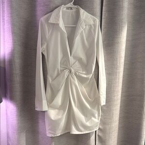 100% Cotton Fashion Nova White Ruched Wrap Dress